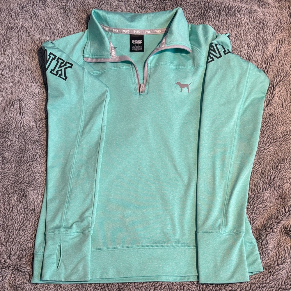 PINK Victoria's Secret Aqua Quarter-Zip Jacket